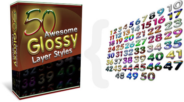 Product picture 50 Awesome Glossy Layer Styles - With Master Resell Rights